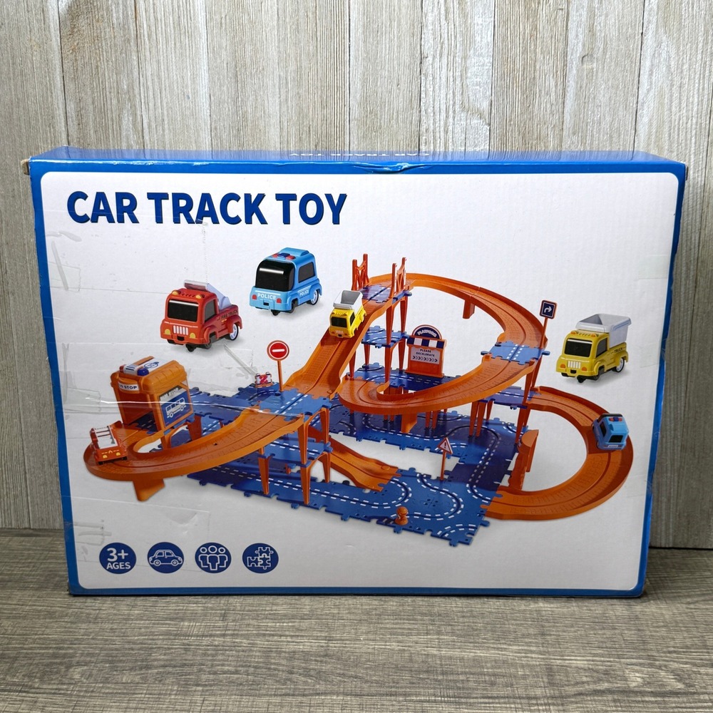 Car Track Toy Set Multi-Level Puzzle Road Ramps & Vehicles Ages 3+ New
